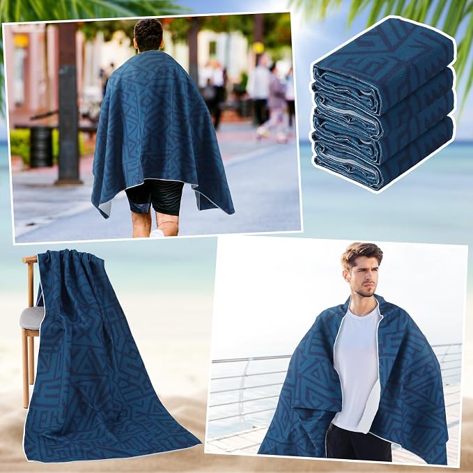2 Pack Car Seat Towel Covers Athletic Running Towel Performance Microfiber Post Workout Sweat Washable Cover Non Slip for Seat Outdoor Sport (Blue Aztec)