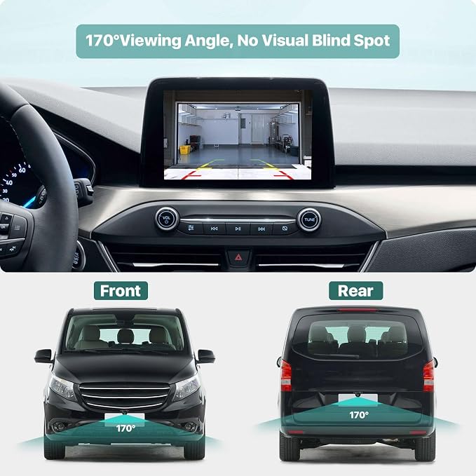 AHD1080P Backup Camera with Video Format Switch Button, Reverse Rear/Front/Side View Cam, Adjustable Fisheye Lens, Waterproof Night Vision 170 Degree Wide View