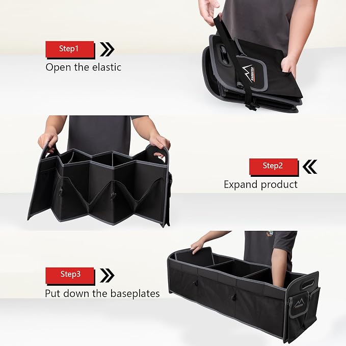 Car Trunk Organizer, 95L Waterproof Polyester Cars Accessories Organizer | 6 Pockets, Machine Washable PP Materials, 3 Compartments Car Storage, Suitable for SUV, Minivan, Truck