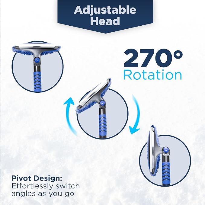 39" Ice Scrapers for Car Windshield | Snow Brush for Car | Extendable Car Snow Brush and Detachable Ice Scraper | Snow Remover for Cars, SUVs, & Trucks | 180 Degree Rotating Winter Brush
