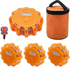 4 Pack Automotive Light LED Roadside Emergency Safety Flare Lights Hook Flashing Warning Beacon Disc Kit for Car Truck Vehicle Boat Automotive Security Rescue Search (Batteries not Included)