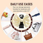 Car Seat Headrest Hook, Bow Car Purse Hooks, Auto Seat Hook Hangers Storage Organizer Interior Accessories for Purse Coats Umbrellas Grocery Bags Handbag, 2-Pack (White)