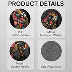 Cute Floral Car Seat Back Storage Headrest Hooks for Purses & Bags – 2PCS PU Leather Dual Metal Hooks, Backseat Organizer Accessories