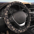Elastic Skulls Halloween Car Steering Wheel Cover Protector Thicken,Grunge Spooky Horror Black,Anti Slip Stretchy Soft Car Accessories for Diverse Cars Truck SUV for Men Women Universal 15 Inch