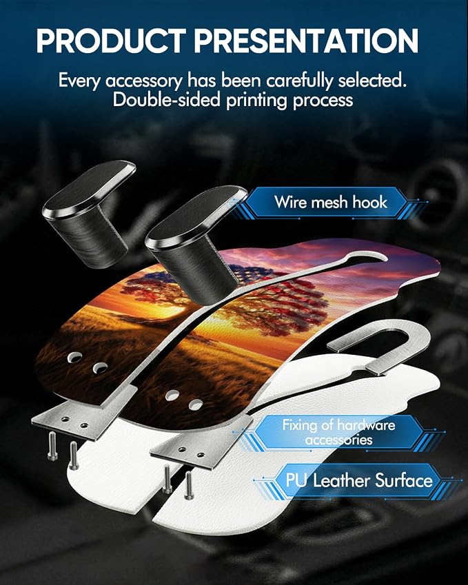 Purse Holder for Car, 2 Pack Heavy Duty Purse Hanger for Car, PU Leather Car Seat Hooks for Purses and Bags, Cute Tree Headrest Organizer for Handbags & Backpacks