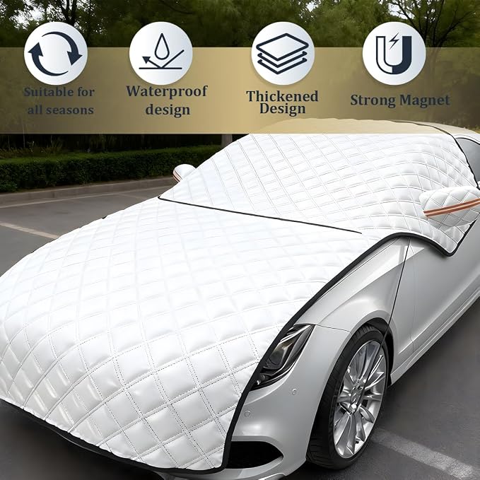 Car Windshield Snow Cover, 7-Layer Thickened Windproof Waterproof Windscreen Snow LCE Frost Protection, Automotive Exterior Windshield Ice Cover, Universal for Vehicles (57.1 × 87.8'')
