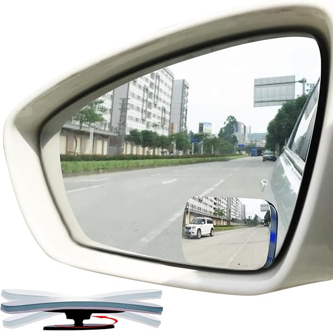 Slim Square Blind Spot Mirror, HD Glass Frameless Convex Rear View Mirror, Pack of 2