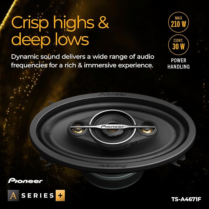 A-Series Standard TS-A4671F 4” x 6” 4-Way Speakers (Pair) – 210W Max, Balanced Sound + Smooth Treble, Enhanced Bass, Great Stock Replacement