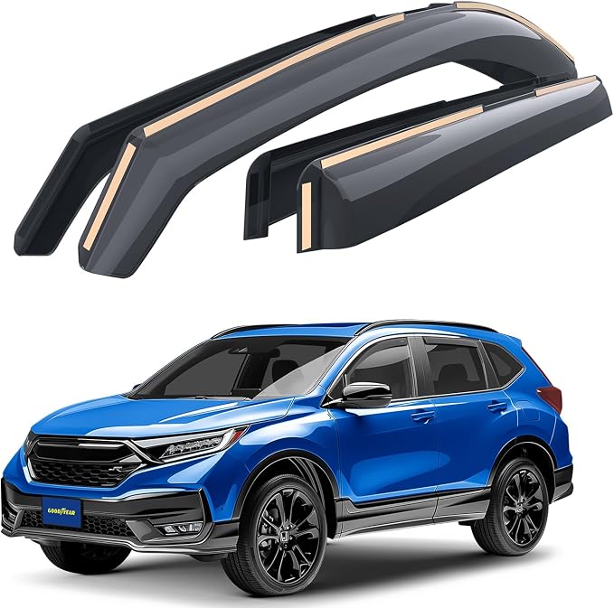 Goodyear Shatterproof in-Channel Window Deflectors for Honda CR-V (CRV) 2017-2022, Rain Guards, Window Visors for Cars, Vent Deflector, Car Accessories, 4 pcs - GY003445LP