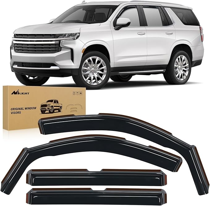 in Channel Rain Guards for Chevy Tahoe/GMC Yukon/Cadillac Escalade 2015 2016 2017 2018 2019 2020 Original Window Deflectors, Vent Window Visors-4PCS