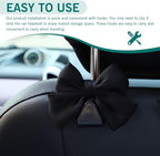 2PCS Car Seat Headrest Hooks, Car Purse Hook for Car, Cute Bow Car Rear Seat Storage Hooks, Interior Decorating Accessories for Purses, Bags, Umbrellas (Black)