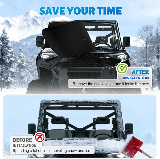 600D UTV Windshield Snow Cover Compatible with Polaris Ranger XP 1000 2017-2026 (Not RZR) & Can-Am Defender 2016-2026, Transport Windshield Protector for Ice and Snow
