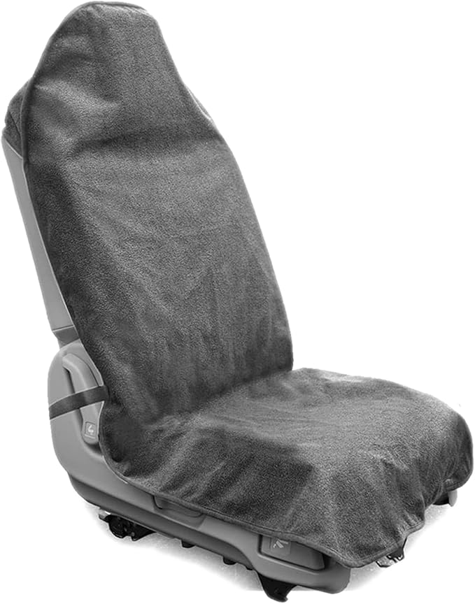 Waterproof Towel Car Seat Cover, Sweatproof Non Slip Towel Carseat Cover, Machine Washable Vehicle Bucket Frontseat Protector Accessories, Universal for SUV, Sedan, Truck (Gray)