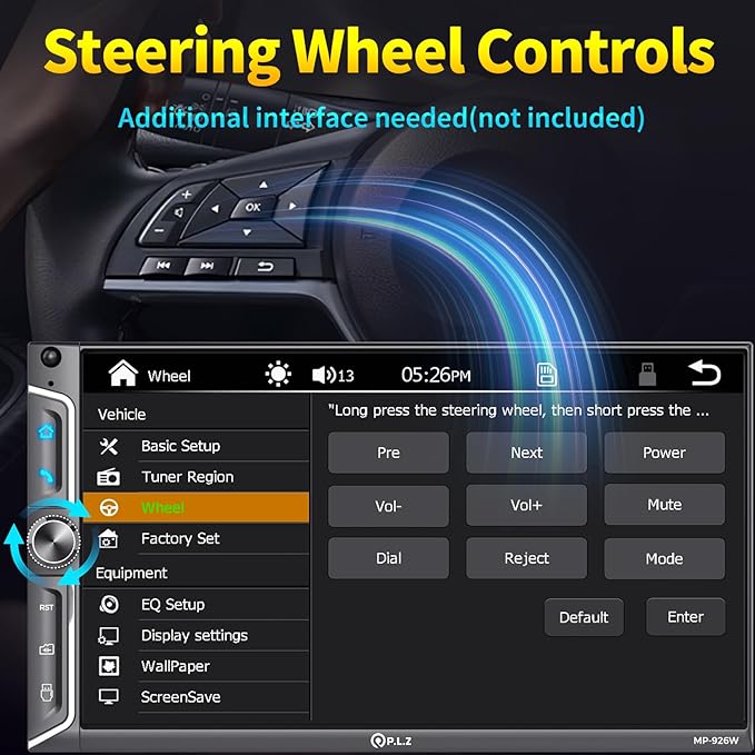 7" Wireless Double Din Car Stereo Apple Car Play Radio Carplay Android Auto QLED Touch Screen, Bluetooth 5.3 Audio Receivers, 1080P Backup Camera, 4.2 Channel Outputs 240W, 2 Subwoofer, FM/AM, SWC