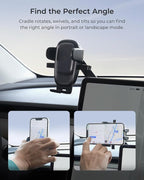 Easy One Touch Advanced Phone Mount for Tesla Model 3 and Model Y Screens - Universal Cell Phone Holder for iPhone, Google, Samsung, Moto, LG, and All Other Smartphones Black