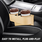 Car Seat Gap Filler Organizer, PU Leather Auto Front Seat Organizer Console Side Filler w/Cup Holder, Multifunctional Bottle Phone Holder Crevice Fillers for Most Car (Beige)
