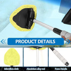 Car Windshield Cleaning Tool, Car Windshield Window Cleaner, Auto Window Glass Cleaning Kit with Extendable Handle & Reusable Microfiber Pad & Spray Bottle, Universal Car Accessories (Yellow)