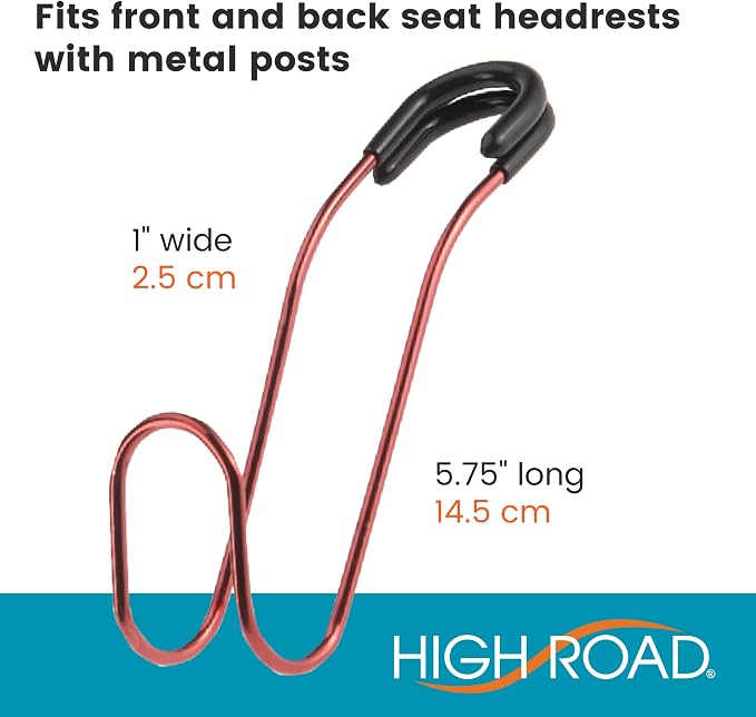 Unbreakable Car Bag Hooks - Large Car Seat Hooks for Purse, Backpack, Coats, Hats and Heavy Bags up to 40 lbs - Secure Attachment Fits All Headrest Posts, 4-Pack