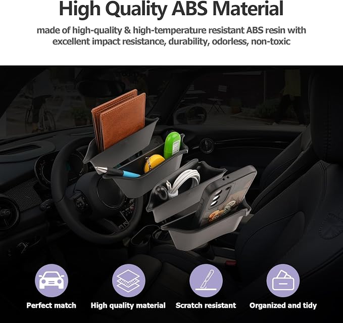 LUWU for 2024 Mini Cooper F55 Organizer Mini Cooper F55 Front Rear Door Side Storage Box Door Side Organizer Grab Tray 2015-2025 Mini Cooper S Armrest Phone Container Mini Cooper One Accessories 4PCS