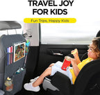 X-Large Grey Back Seat Protector For Kids + 5 Pocket Storage Organizer, 2 Pack