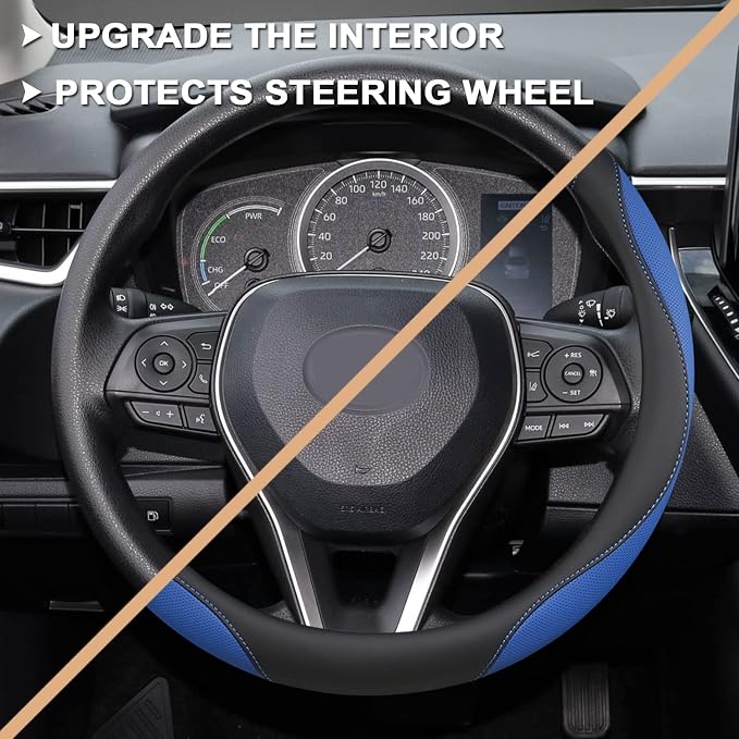Steering Wheel Cover for Toyota, Auto Car Steering Wheel Cover for Toyota Highlander Rav4 Corolla Camry,Standard Size - Blue