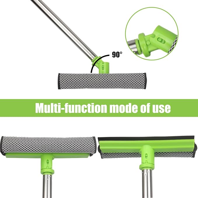 62 " Car Wash Mop Kit - Car Cleaning Mop with Long Handle Stainless Steel Pole for RVs, SUVs, Trucks and Buses (Green)
