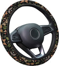 Dark Botanical Moth Steering Wheel Cover, Polyester Non-Slip Car Wheel Grip, Universal 15 Inch Auto Accessory