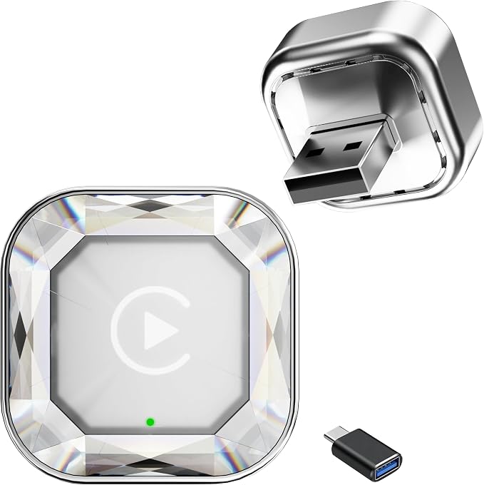 2026 2in1 Wireless CarPlay& Android Auto Adapter for iPhone& Android, Plug in Once Go Wireless Forever. Plug & Play CarPlay Dongle, Fast Auto-Connect, No Delay, USB A/USB-C Port