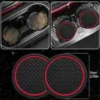 10 PCS Leather Car Seat Covers Front Set, 14.5”-15'' Sporty Steering Wheel Cover Universal, Center Console Cover, Seat Belt Cushion, Cup Holder Coaster, Car Accessories Set Red