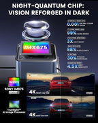 Dash Cam Front and Rear - C4 Dual 4K Built-in GPS and 5G WiFi, Free 128GB Card Included, HDR Night Vision, WDR, 4K UHD Dash Camera for Cars, App, 24H Parking Mode
