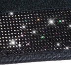 Bling Diamond Car Floor Mats, Sparkling Crystal Shining Glitter Rhinestone Carpet, Anti-Slip PVC Heel Pad Waterproof Universal for Automotive SUV,Sedan,Van,4pcs Girl Women Men Black Diamond