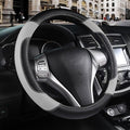 Leather Car Steering Wheel Cover, Non-Slip Car Wheel Cover Protector Breathable Microfiber Leather Universal Fit for Most Cars(Grey)