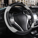 Leather Car Steering Wheel Cover, Non-Slip Car Wheel Cover Protector Breathable Microfiber Leather Universal Fit for Most Cars(Grey)