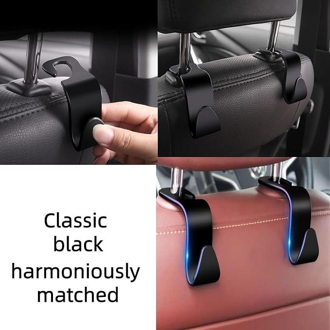 Car Seat Headrest Hook, Black | S-Shaped Design