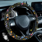 Wildflower Car Steering Wheel Cover, Flower Car Accessory for Diverse Cars, Cute Floral Print Steering Wheel Cover Protector for Women, for Steering Wheel with a Diameter of 14.5"-15" (Wildflower)