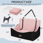 Dog Car Seat for Medium/Large Dogs - Reversible Dual-Sided Travel Dog Car Bed with Memory Foam, Washable Pet Booster Seat for Dogs up to 55 lbs or 2 Small Dogs, 2 Safety Leashes, Pink