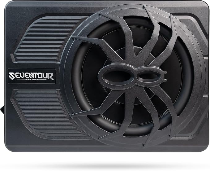 10" Upgrade 800W Slim Under Seat Powered Car Subwoofer, Car/Truck Audio Sub Built in Amplifier amp Combo, with Blue LED Light (RGB LED Subwoofer+Installation Wire Kit)