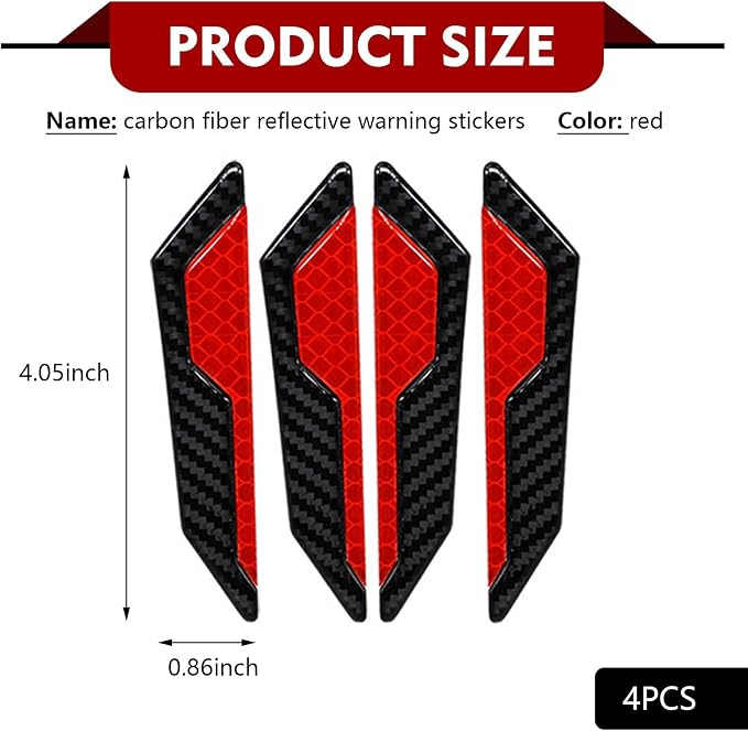4 PCS Car Door Edge Guard Stickers, Reflective Car Door Edge Protector, Anti-Scratch & Anti-Collision Side Doors Warning Guard Strips, Auto Body Self Adhesive Strips for SUV Truck (Red)