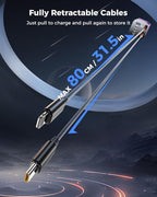 [Upgraded] 6 in 1 Retractable Car Charger, Smaller Fast Car Phone Charger 99W with Cord, USB C and iPhone Car Charger Adapter, Compatible iPhone 17/17 Pro Max/16/15/14/13/12/11, Sumsung