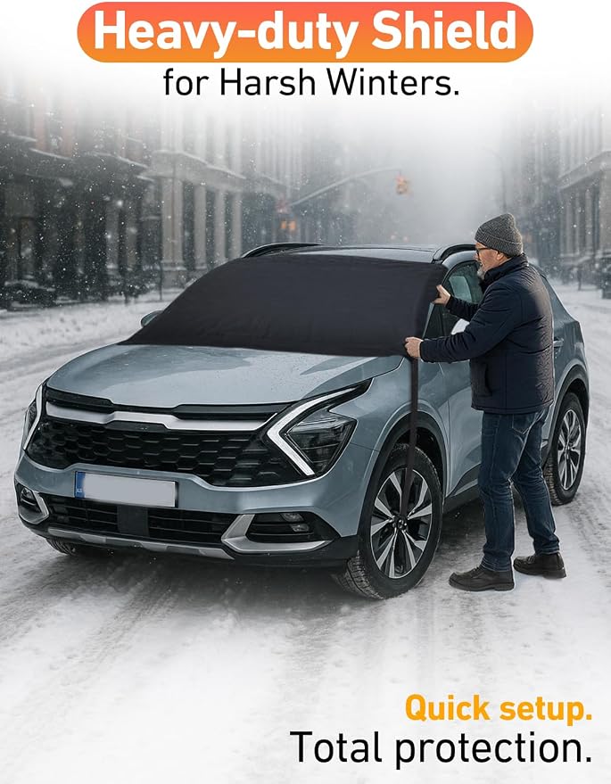 Car Snow Cover Compatible for Kia Sportage | Windshield Cover for Ice and Snow with S-Hook Straps | Heavy-Duty 600D Oxford Winter Car Cover, Waterproof & Anti-Slip