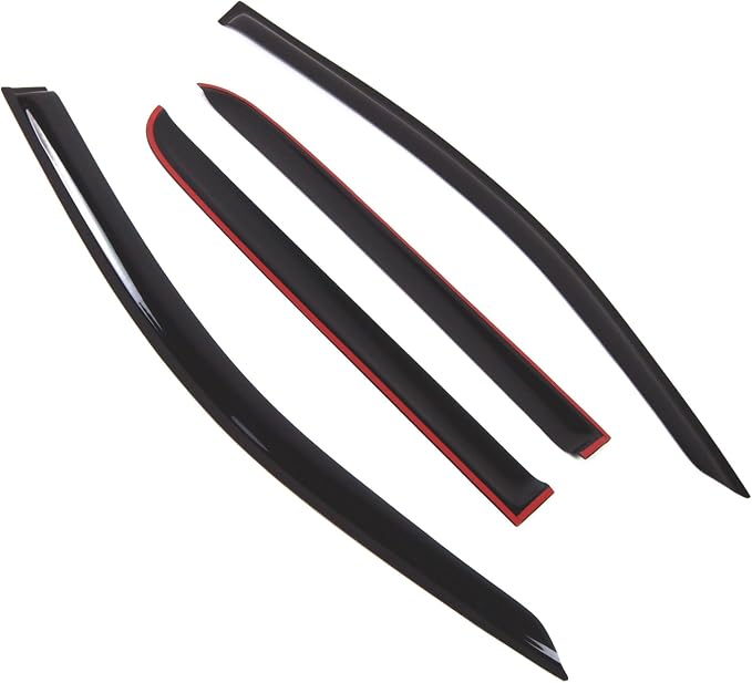 WD2-784B Dark Smoke 4 Pcs Set Window Visor (Outside Mount) Deflector Rain Guard Compatible with 2017-2018 Chevrolet Colorado Crew Cab