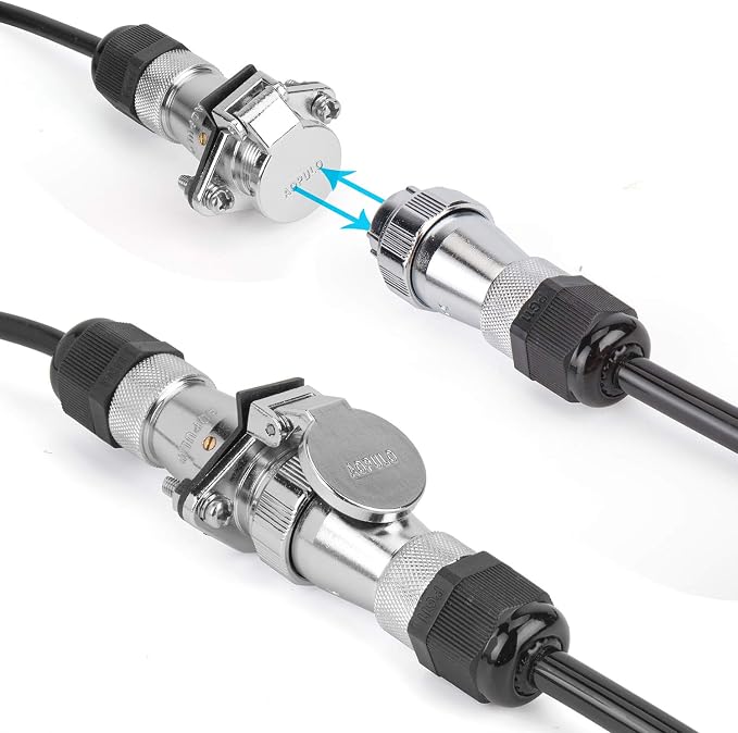 Heavy Duty Vehicle Coil Trailer Cable with 4 Channel 4 PIN AV Connector Disconnect Kit for Truck Caravan Motor Home Backup Security Camera Monitor System