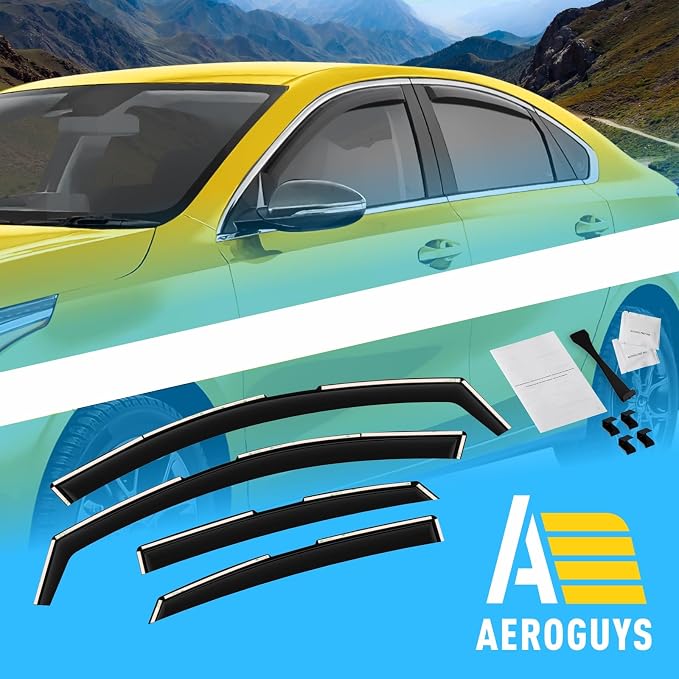 Extra Durable Window Deflectors in-Channel Window Visors Rain Guards Fit for Kia Forte 2019-2024, Sun Visors, Wind Vent for Shades, Exterior Car Accessories - 4pcs. AG0769