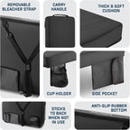 Portable Extra Thick Heated Stadium Seat Cushion – Bleacher Cushion with Side Pocket, Cup Holder, Waterproof, Anti-Slip, and Straps – Perfect for Football Seats and Bench Seats for Bleachers