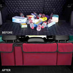 Car Trunk Organizer, Backseat Hanging Large Storage with Adjustable Straps,Waterproof PVC Collapsible Cargo Bag, Car Interior Accessories for Auto SUV MPV (Red)