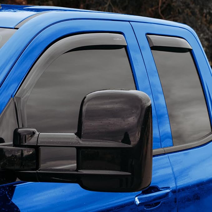 Goodyear Shatterproof in-Channel Window Deflectors for Chevrolet (Chevy) Silverado 2500, 2500HD/3500HD 2015-2019 Double Cab,Rain Guards, Visors for Cars,Vent Deflector,Car Accessories, 4 pcs-GY007721