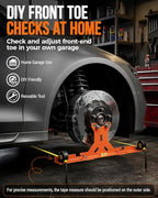 Wheel Toe Alignment Tool Kit for at Home DIY Garage Use, Stainless Steel Toe Plates with Dual Tape Measures, Quick Front-End Toe Check for Automotive Cars Trucks SUVs-Orange (Patent Design)
