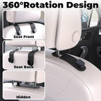 4 Pcs Seat Headrest Hook for Car, Seat Back Hanger Holder Hooks, Hanger Storage Organizer for Purse Bags Coat, Car Interior Accessories Leather Hidden Hook