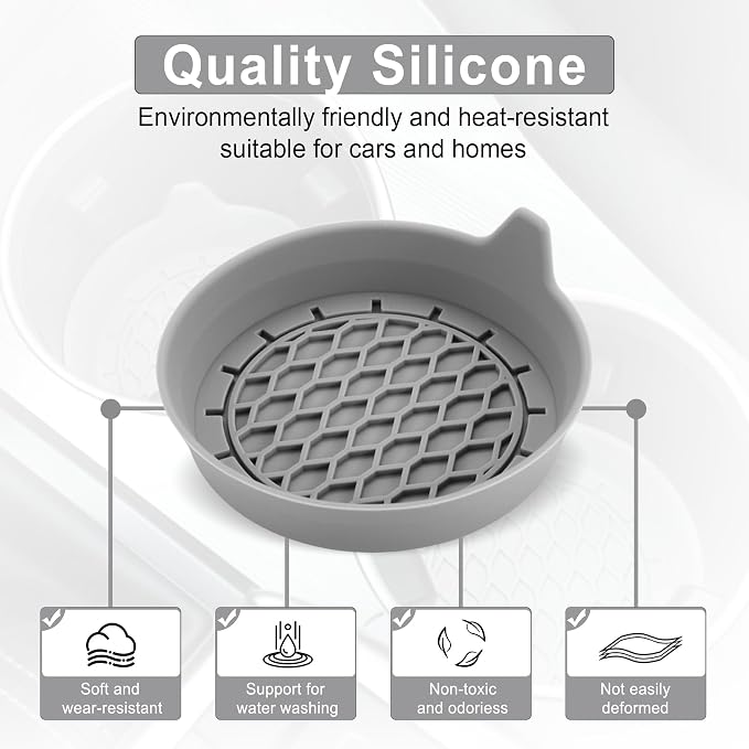 Car Cup Holder Coaster, Silicone Cup Holder Insert, Universal Non-Slip Cup Holders, Car Accessories Interior for Women and Man 4 Pack Gray