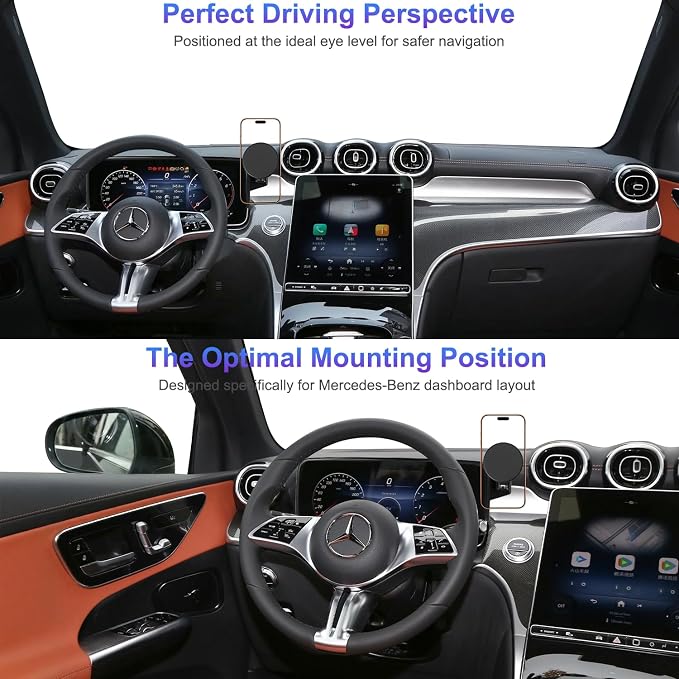 Car Phone Holder for Mercedes-Benz 2023–2026 GLC & 2022–2026 C-Class, 12.3-Inch Driver-Side Screen – Precision Fit, Strong Magnet, OEM-Style, No View Obstruction Phone Mount Compatible with MagSafe